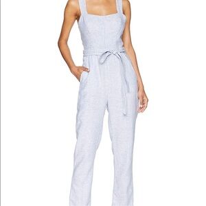 BCBGeneration Blue Stripe Linen Jumpsuit - Belted - Size 2
